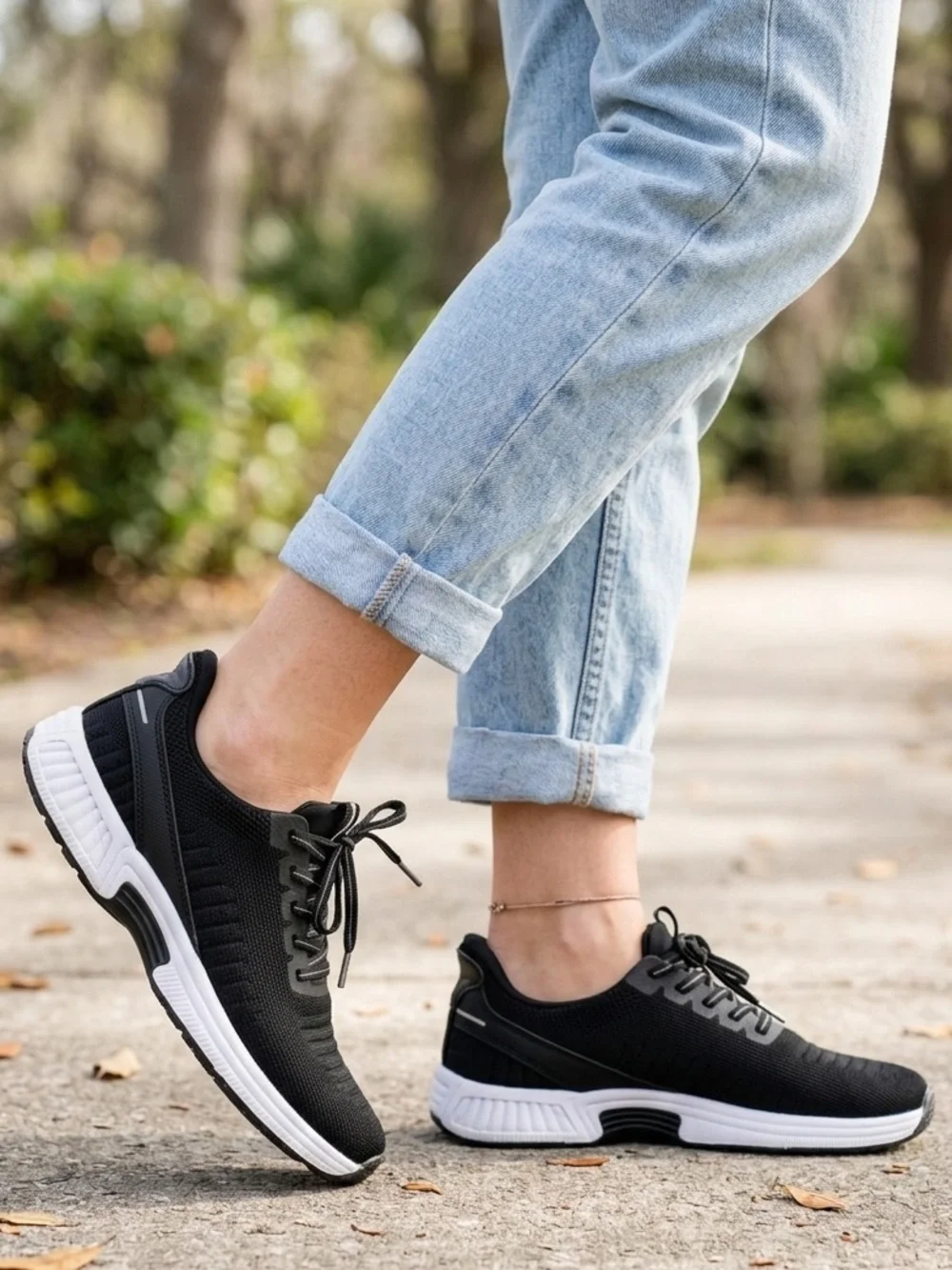 Orthofeet Kita Womens 8,5 Black Mesh Hands Free Comfort Walking Sneakers